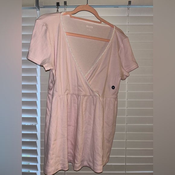 Hollister Tops - Hollister Pink Wrap Babydoll Shirt